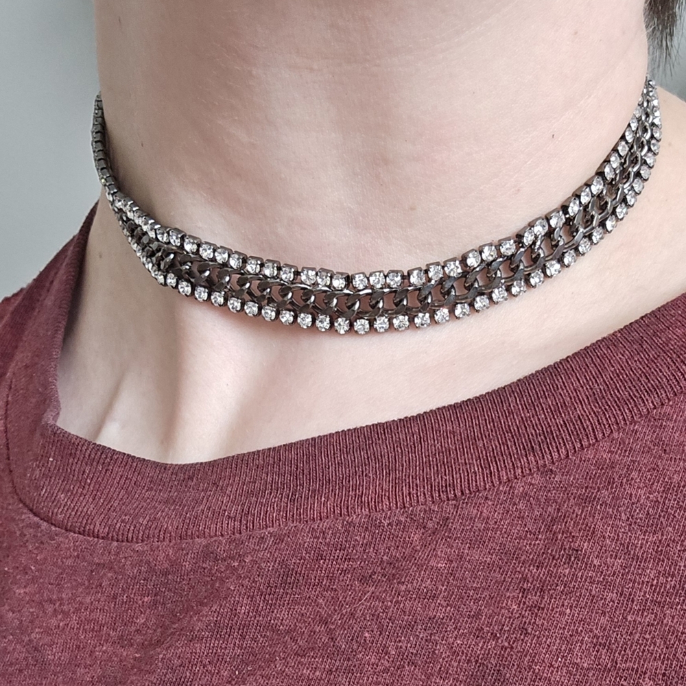 Link Faux Diamond Necklace Choker